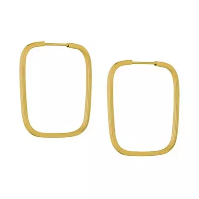 Brinco De Ouro 18k Argola Retangular Slim GG - 103009 - Fábrica do Ouro ®️