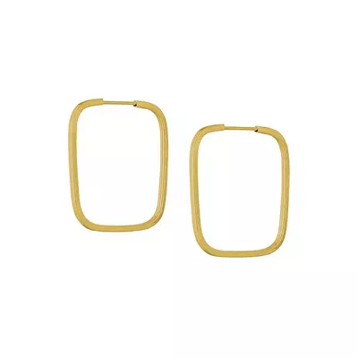 Brinco De Ouro 18k Argola Retangular Slim M - 103006 - Fábrica do Ouro ®️