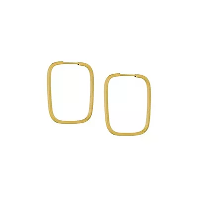 Brinco De Ouro 18k Argola Retangular Slim P - 103008 - Fábrica do Ouro ®️