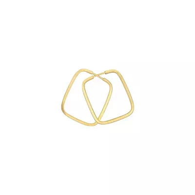 Brinco De Ouro 18k Argola Retangular Slim P