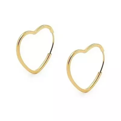 Brinco De Ouro 18k Argola Slim Coração G - 102849 - Fábrica do Ouro ®️