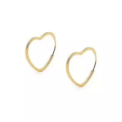 Brinco De Ouro 18k Argola Slim Coração P - 102844 - Fábrica do Ouro ®️