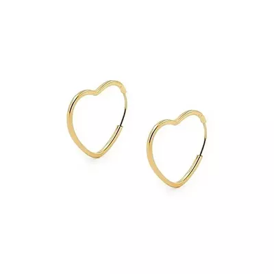 Brinco De Ouro 18k Argola Slim Coração PP - 102845 - Fábrica do Ouro ®️