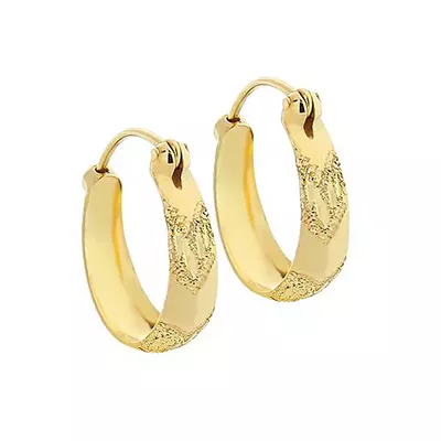 Brinco De Ouro 18k Argola Trabalhada Com Trava G - 103032 - Fábrica do Ouro ®️