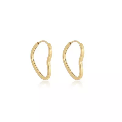 Brinco De Ouro 18k Argola Wide Coração M - 102848 - Fábrica do Ouro ®️