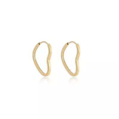 Brinco De Ouro 18k Argola Wide Coração P - 102846 - Fábrica do Ouro ®️