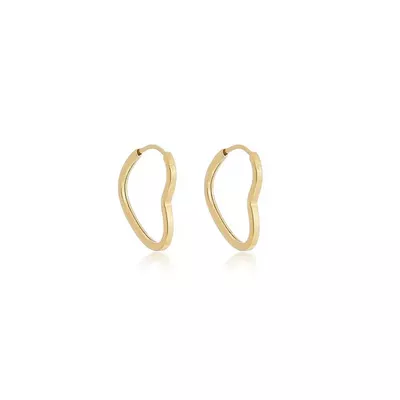 Brinco De Ouro 18k Argola Wide Coração PP - 102843 - Fábrica do Ouro ®️