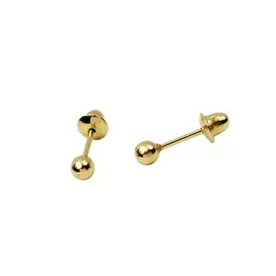 Brinco De Ouro 18k Bolinha De 3,5mm - 103232 - Fábrica do Ouro ®️