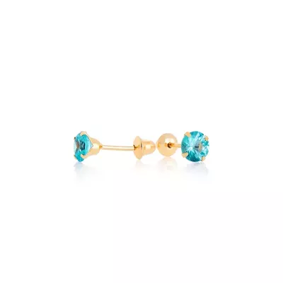 Brinco De Ouro 18k Com Pedra De Zircônia Azul Turmalina De 2,5mm - 102... - Fábrica do Ouro ®️