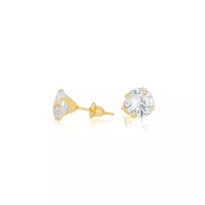Brinco De Ouro 18k Com Pedra De Zircônia De 5mm - 100822 - Fábrica do Ouro ®️