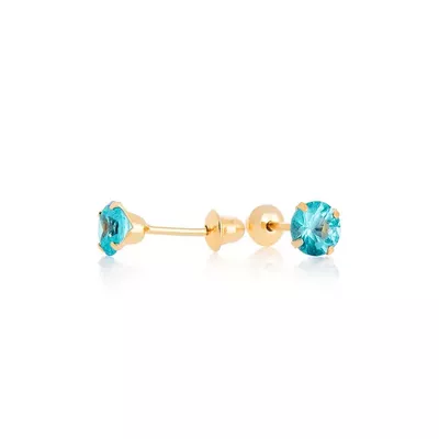 Brinco De Ouro 18k Com Pedra De Zircônia Turmalina Paraíba De 4mm - 10... - Fábrica do Ouro ®️