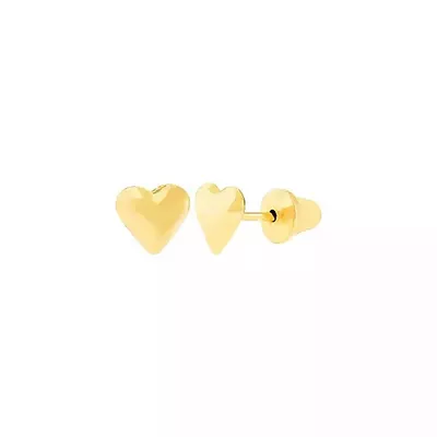 Brinco De Ouro 18k Coração Cheio 5,0mm - 103225 - Fábrica do Ouro ®️