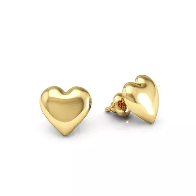 Brinco De Ouro 18k Coração Cheio 6,0mm - 103226 - Fábrica do Ouro ®️