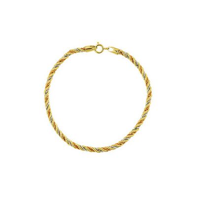 Pulseira De Ouro 18k Corda Tricolor De 4,5mm Com 19cm - 102039 - Fábrica do Ouro ®️