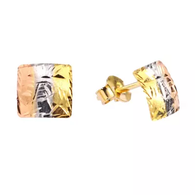 Brinco De Ouro 18k Escravas Quadrado Tricolor - 101303 - Fábrica do Ouro ®️
