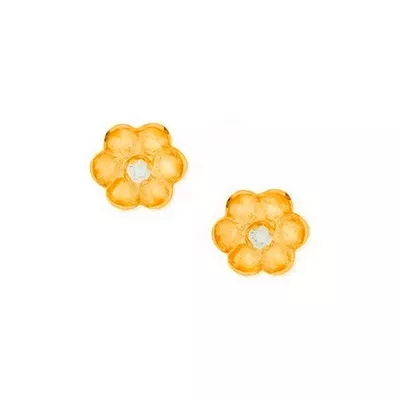 Brinco De Ouro 18k Flor - 102779 - Fábrica do Ouro ®️