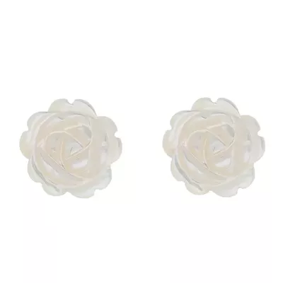 Brinco De Ouro 18k Flor De Madre Pérola 8mm - 100818 - Fábrica do Ouro ®️