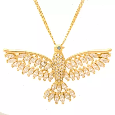 Pingente De Ouro 18k Espírito Santo Com Zircônias