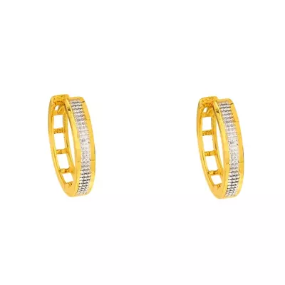Brinco De Ouro 18k Meia argola Bicolor - 103077 - Fábrica do Ouro ®️