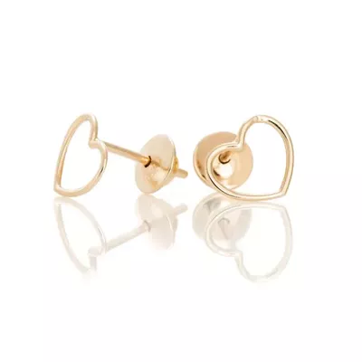 Brinco De Ouro 18k Coração Fio Redondo Médio - 102010 - Fábrica do Ouro ®️