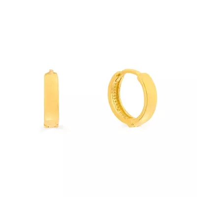 Brinco De Ouro 18k Meia argola Plus P - 103079 - Fábrica do Ouro ®️