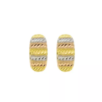 Brinco De Ouro 18k Meia Argola Tricolor de 1,6cm