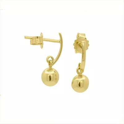 Brinco De Ouro 18k Meia lua com bolinha 5mm - 103122 - Fábrica do Ouro ®️