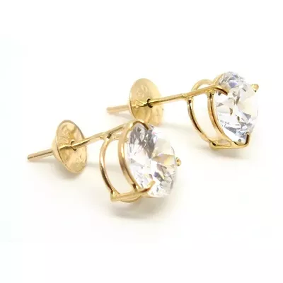 Brinco De Ouro 18k Ponto De Luz 8,0mm - 101760 - Fábrica do Ouro ®️