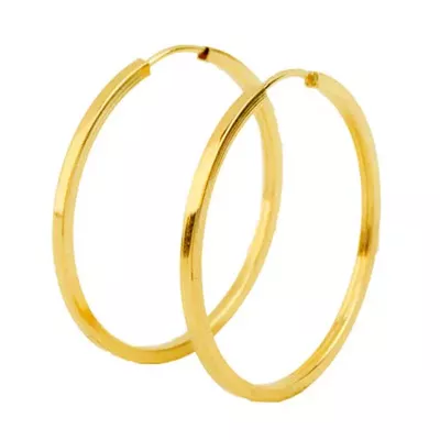 Brinco De Ouro 18k Slim Argola Redonda m - 101091 - Fábrica do Ouro ®️