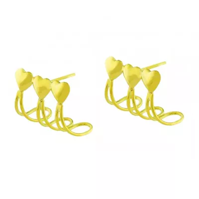 Brinco De Ouro 18k Três Corações - 101598 - Fábrica do Ouro ®️