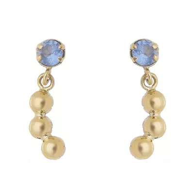 Brinco De Ouro 18k Zircônia Azul Com Bolinhas - 101724 - Fábrica do Ouro ®️