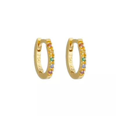 Brinco De Ouro 18k Argola Pequena Arco íris - 103324 - Fábrica do Ouro ®️