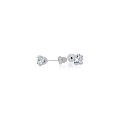 Brinco De Ouro Branco 18k Com Pedra De Zircônia De 4mm - 103243 - Fábrica do Ouro ®️