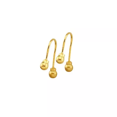 Brinco Infantil De Ouro 18k Anzol Com Bolinhas De 3mm - 100825 - Fábrica do Ouro ®️