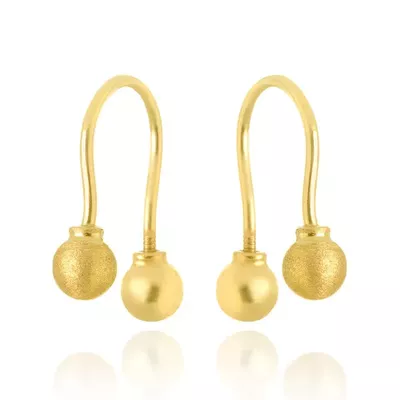 Brinco Infantil De Ouro 18k Anzol Com Bolinhas De 4mm - 102553 - Fábrica do Ouro ®️