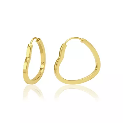 Brinco Infantil De Ouro 18k Argola Coração De 10mm - 100802 - Fábrica do Ouro ®️