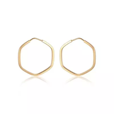 Brinco Infantil De Ouro 18k Argola Fio Quadrado Hexágono De 10mm - 101... - Fábrica do Ouro ®️