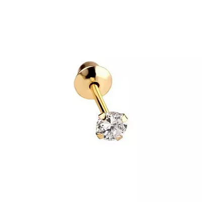 Brinco Masculino Individual De Ouro 18k Zircônia De 2,5mm - 102526 - Fábrica do Ouro ®️