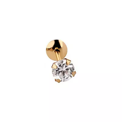 Brinco Masculino Individual De Ouro 18k Zircônia De 3mm - 102527 - Fábrica do Ouro ®️
