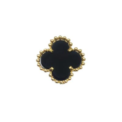 Pingente De Ouro 18k Trevo Com Pedra Ônix - 103667 - Fábrica do Ouro ®️