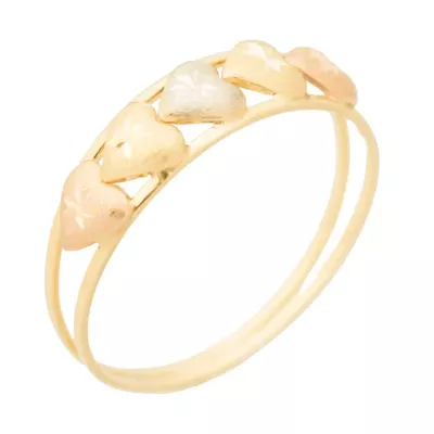 Anel De Ouro 18k Cinco Corações Tricolores - 10163... - Fábrica do Ouro ®️