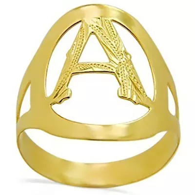 Anel De Ouro 18k Com Letra ( a à z ) - 100400 - Fábrica do Ouro ®️