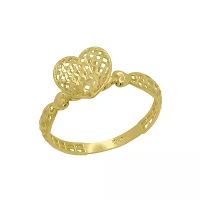 Anel de Ouro 18k Coração Diamantado - 103391 - Fábrica do Ouro ®️
