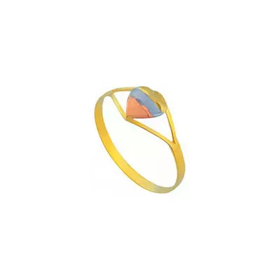Anel De Ouro 18k Coração Tricolor - 102781 - Fábrica do Ouro ®️