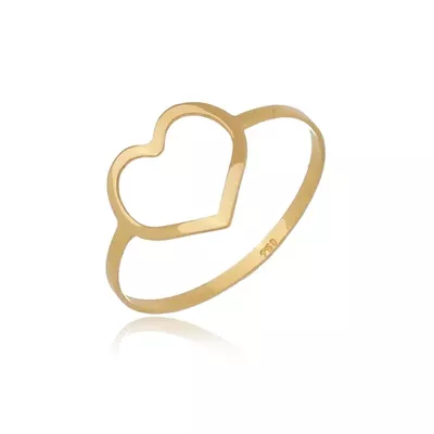 Anel De Ouro 18k Coração Vazado - 102760 - Fábrica do Ouro ®️