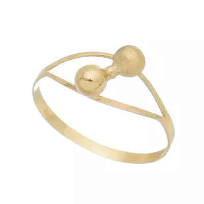 Anel De Ouro 18k Duas Bolinhas - 101708 - Fábrica do Ouro ®️