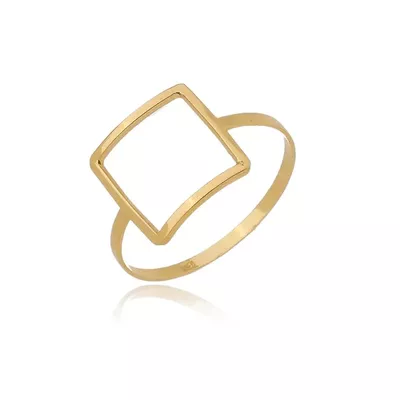 Anel De Ouro 18k Quadrado Vazado - 102765 - Fábrica do Ouro ®️
