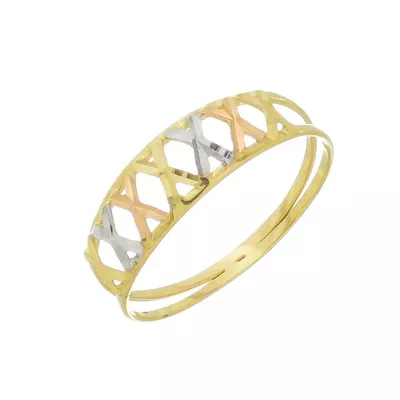 Anel de Ouro 18k Romano Tricolor - 103442 - Fábrica do Ouro ®️