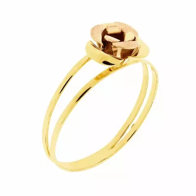 Anel De Ouro 18k Rosa Bicolor - 101932 - Fábrica do Ouro ®️