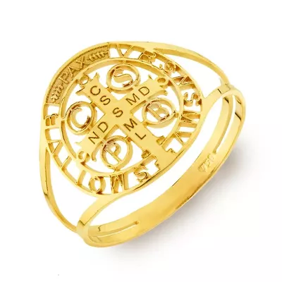 Anel De Ouro 18k São Bento Vazado - 101898 - Fábrica do Ouro ®️